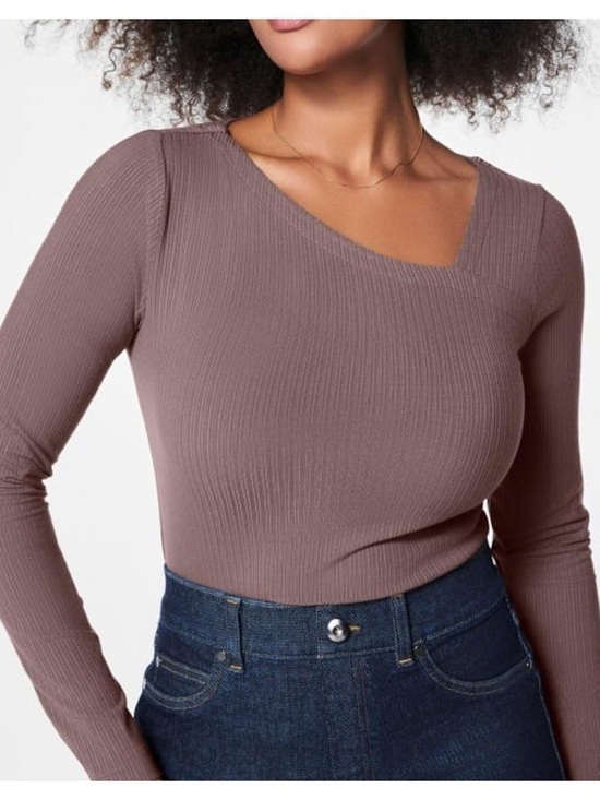SPANX Tops - SPANX Ribbed Long-Sleeve Top in Mauve Taupe Size S